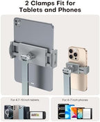 OMOTON GH03 Tablet Holder with 2 ABS Clamps, Aluminum Long Arm Mount, Grey - Image 3