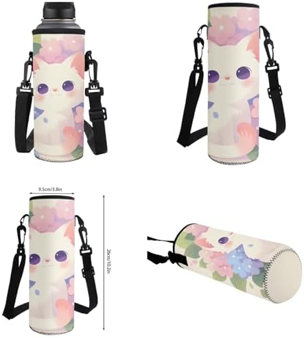 4 in 1 School Bags, Cartoon Schoolbags & Portable Lunch Box & Pencil Pouch & Cup Sleeve Lightweight Travel Backpack 4Pcs Unisex for Teens Cute White Cat - Image 2