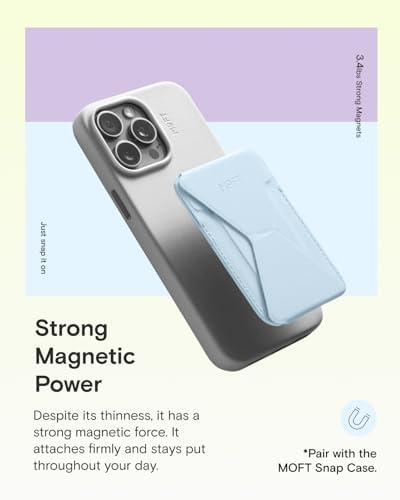 MOFT Magnetic Wallet Stand Compatible with iPhone 16/15/14/13/12 Series, Angle Adjustment & Magsafe Compatible MOVAS Phone Stand, Soothing Mist - Image 4