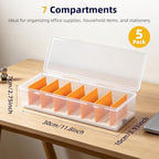 VZZNN 5 Pack Clear Cable Organizer Box with Lid, Plastic Cord Storage Case for Chargers, Power Cords, Electronics Accessories – Transparent Desk Organizer, Stackable, Adjustable Dividers - Image 2