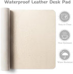 Aothia Leather Desk Pad Protector, Office Desk Mat, Large Mouse Pad, Laptop Desk Pad, Non-Slip PU Leather Desk Blotter, Waterproof Desk Writing Pad for Office and Home (Beige, 55" x 17") - Image 4