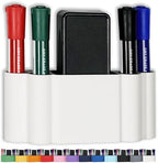 Glassboard Studio Magnetic Dry Erase Marker Holder - Super Strong for Magnetic Glass Whiteboard or Fridge - 2 Large Neodymium Magnets - No Slip Grip - Eco-Friendly PLA Plastic (Snow White) by GlassboardStudio