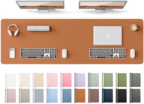 YSAGi Leather Desk Protector, Office Mat, Large Mouse Mat, Non-Slip PU Leather Blotter, Laptop Desk Mat, Waterproof Writing Pad for Office and Home(Brown, 63" x 17.2") by YSAGi