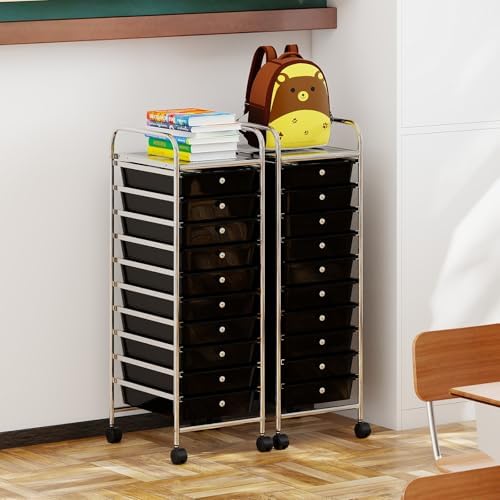 Giantex Rolling Storage Cart with 10 Drawers, Utility Cart with Tabletop, Drawer Organizer with Wheels for Craft Art Paper Tool, Mobile Organization & Sorting for Office Home School School Supplies - Image 4