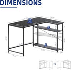 Pamray 43 Inch L Shaped Computer Desk with Reversible Side Storage Shelves, Small Corner Desk for Small Space Home Office,Writing Study Table PC Desk for Bedroom,Espresso Gray - Image 3