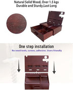 Nightstand Organizer with Drawer Built in 4 USB Quick Charger, Wood Phone Docking Station with Dual Phone Charging Station for Apple Android Phones Anniversary Birthday Gifts for Men Dad Hunsband Mom - Image 6