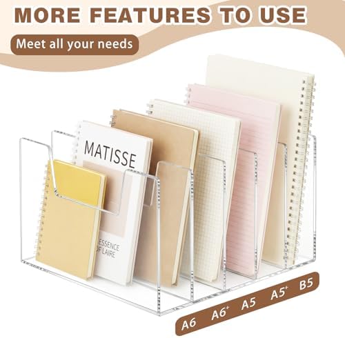 1 Pack 5 Section Clear Acrylic Desktop File Organizer Vertical File Sorter - Image 4
