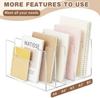 2 Pack 5 Section Clear Acrylic Desktop File Organizer Vertical File Sorter - Image 4