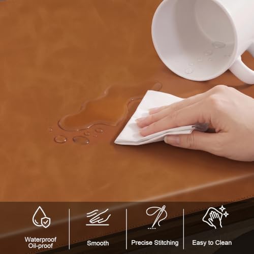 HAUTOCO PU Leather Desk Mat with Folded Edge Design, Steel Core Support - Image 3