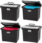 IRIS USA File Box Organizer with Lid, Letter File, 4-Pack, Black by IRISUSA