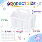 gisgfim 8 Pack Classroom Caddy Storage Basket with Handle 4 Compartment Storage Caddy Plastic Arts Crafts Caddies Protable Classroom Craft Caddies for Students Schools Art Craft Supplies(Clear) - Image 2