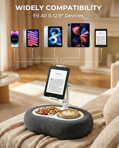 Miledi Tablet Pillow Stand for Bed with 360° Rotating Holder, Dark Gray - Image 4
