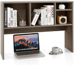 Desktop Bookshelf, 3-Tier Wood Countertop Bookcase with 5 Shelves, Desk Hutch for College Dorm, Multipurpose Desk Organizer Shelf Display Rack for Home Office, Hutch Top Only by SILKYDRY
