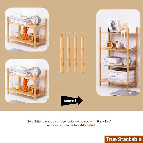 4‑Tier Bamboo Coffee Bar Organizer, Countertop Display Stand Shelf,Natural - Image 5