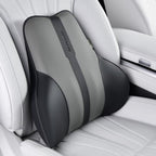 Coverado Lumbar Support Pillow for Car, Ergonomic Memory Foam Back Pillow for Office Chair, Back Cushion for Back Pain Relief, PU Leather Car Lumbar Support for Driving Seat - Black&Gray by COVERADOAUTO