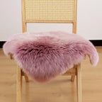 LLB Sheepskin Chair Covers Office Chair Cushion Dining Room Chair Pads Desk Chair Seat Cushion for Computer Fur Area Rugs for Living Room 18x18 Inch (Pack of 1), Light Pink - Image 3