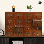 Vintage 64-Drawer Wooden Drawers Organizer, Stackable or Standalone Desktop Medicine Cabinet Organizer with Drawers & Labels Herbal、Tea Bag、Jewelry (Log Color) - Image 2
