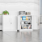 INTERGREAT Metal Garage Storage Cabinet, 36" Locking Counter Cabinet with 2 Locking Doors and 2 Adjustable Shelves, Small Steel Cabinet for for Home Office, Gym, School(White) - Image 2