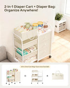 2in1 Baby Diaper Caddy Organizer and Storage Cart with Dividers and Drawers - Image 3