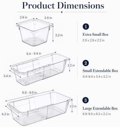 14 Pcs Adjustable Drawer Organizer, Expandable Clear Drawer Organizer - Image 5
