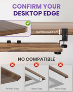 Ergonomic Keyboard Tray Under Desk, 25.6x11.8 Inch Board, Brown - Image 7