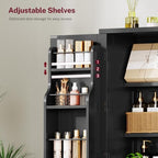 Pantry Cabinet with 4 Doors, Kitchen Storage Cabinet with Door Shelves, - Image 6