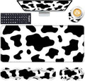 Keyboard Wrist Rest and Mouse Pad with Wrist Support Set Ergonomic Coaster,Memory Foam,Easy Typing Pain Relief,Large XL Desk Mat 31.5"x 11.8",Cow Print by CICPLKSE