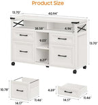 Halitaa Farmhouse Filing Cabinet with Adjustable Shelf & Wheels, White - Image 2