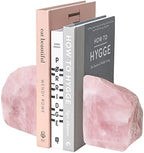 Rose Quartz Bookends Pink Crystal Decorative Book Ends Office Home Decor Small 1 Pair 2-3 Lbs - Image 2