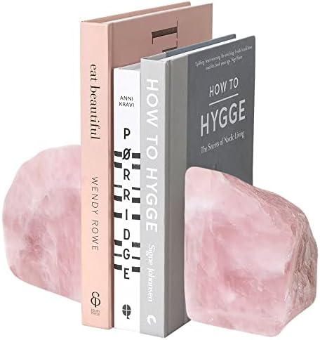 Rose Quartz Bookends Pink Crystal Decorative Book Ends Office Home Decor Small 1 Pair 2-3 Lbs - Image 2