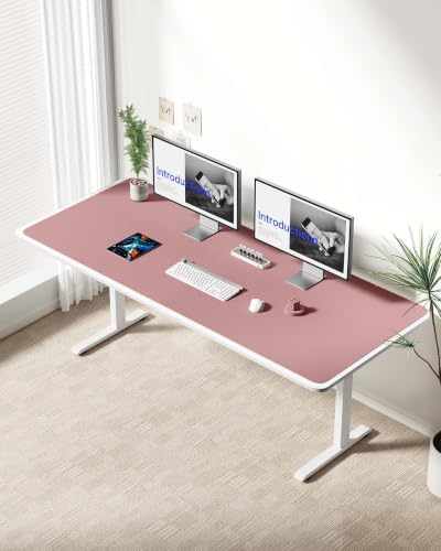 YSAGi Leather Desk Protector, Office Mat, Large Mouse Mat, Non-Slip PU Leather Blotter, Laptop Desk Mat, Waterproof Writing Pad for Office and Home(Pale Mauve, 63" x 24") - Image 3