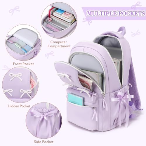 4PCS Bow Backpack for Girls with Leakproof Bento Box - Image 3