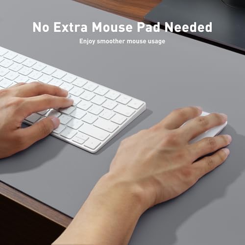 Aothia Faux Leather Desk Mat - Non-Slip PU Leather Desk Blotter, Waterproof Writing Surface, Large Desk Pad for Office & Home (Light Grey, 55" x 24") - Image 4