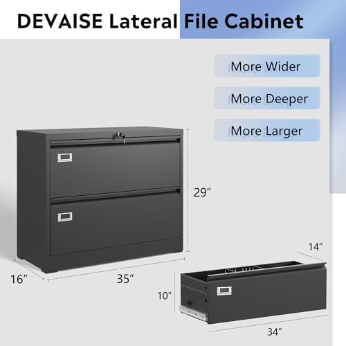 DEVAISE 2 Drawer Lateral File Cabinet, Assembly Required - Image 3