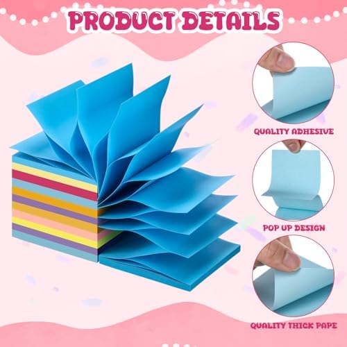 Sherr 100 Pcs Pop up Sticky Notes Bulk 3x3 Inch 56 Sheets/pad Refills Sticky Notes Bright Colors Self-Stick Note Pads Post Adhesive Memo for Students School Teacher Office Meeting, 20 Colors - Image 3