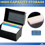 1InTheOffice Index Card Box & Holder 5x8, 400 Capacity & Guide Set A-Z, 1/5 Tab (Pack of 2) - Image 3
