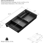 Under Desk Drawer with Removable Tray, 22.4" Wide 2-in-1 Organizer – 60° Ergonomic Tilt, 4-Compartment Insert for Pens, Phones & Cables, Ball Bearing Slides, for Home Office & Student Desk - Image 2