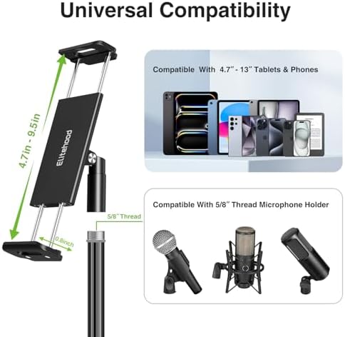 elitehood 65in Portable & Lightweight Aluminum iPad Tripod Stand for Music - Image 6