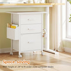 3-Drawer Mobile File Cabinet with 22" Wide Printer Stand, Fabric Under Desk Filing Cabinet with Side Bag & Headphone Hook, Fits Letter/A4 Size Hanging File Folders, Rolling Home Office Organizer,White - Image 7