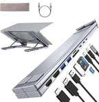 M93 Laptop Docking Station Dual Monitor Stand, 9 in 1 USB C Hub HDMI, DisplayPort 4K@60Hz, Portable Laptop Stand with USB Ports, Multiport Adapter USBC Dock Station Computer Holder (HDMI+DP) by Umaniy