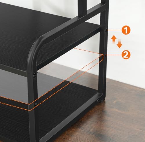 HOOBRO Printer Stand, 3-Tier Desktop Printer Table, Under Desk Printer Storage Office Organizer, Storage Rack with Adjustable Shelf, for Home Office, Kitchen, Living Room, Black BB06PS01 - Image 7