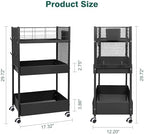 3 Tier Rolling Storage Cart Metal Utility Cart with Wheels - Image 2