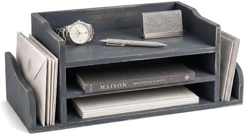 Wood Desk Organizer: File Organizer for Office Desk & Classroom, Royal Blue by REBEEVISION