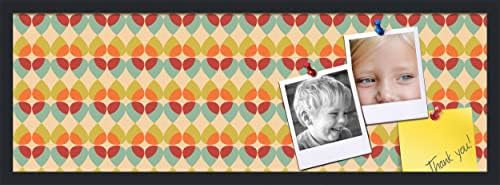 PinPix 36x12 inch Cork Bulletin Board. This Decorative Framed Pin Board Comes with Abstract Pattern in Color Design and Satin Black. Ideal for Home, Office Decor or School (PinPix-564) by PinPixBulletinBoards