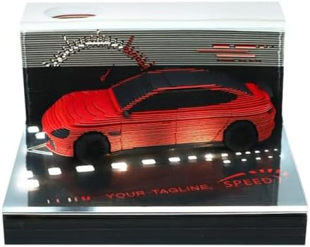 3D Calendar 2027, Tear-Away Desk Calendar, Paper Art Memo Pad, LED Light (High-Speed ​​Racing) - Image 2