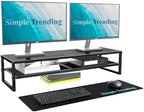 Simple Trending 2-Tier Dual Monitor Stand with Mouse Pad, Metal, Black by SimpleTrending