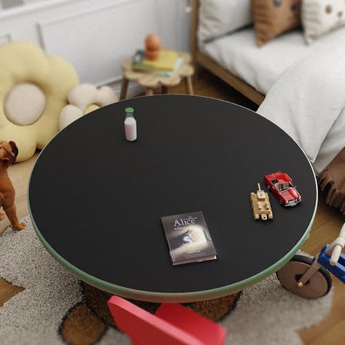 Vyaaa Round Table Pad, 42 Inch Large PU Leather Table Cloth, Cuttable Round Table Protector - Cut to Fit 35” to 42” Dining Table, Desk, Coffee Table, Kitchen Office Table (Black) - Image 5