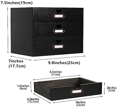 Small Wooden Drawers Wooden Box with Drawer Black - Image 3