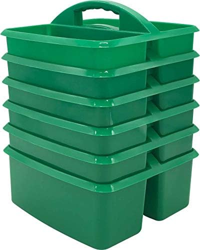 Teacher Created Resources Green Portable Plastic Storage Caddy 6-Pack for Classrooms, Kids Room, and Office Organization, 3 Compartment by TeacherCreatedResourcesOS