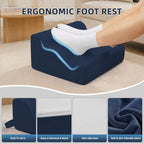 Foot Rest Ergonomic Pillow for Under Desk at Work & Handle Navy - Image 2